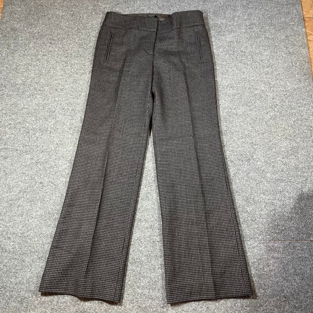 J.Crew Favorite Fit Dress Pants Women 6 Black Houndstooth Wool Wide Leg WorkWear